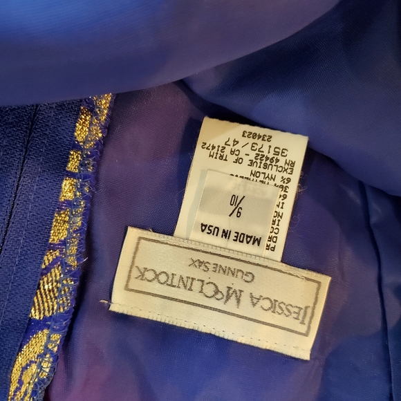 Jessica McClintock blue and gold sheath dress - Picture 4 of 5